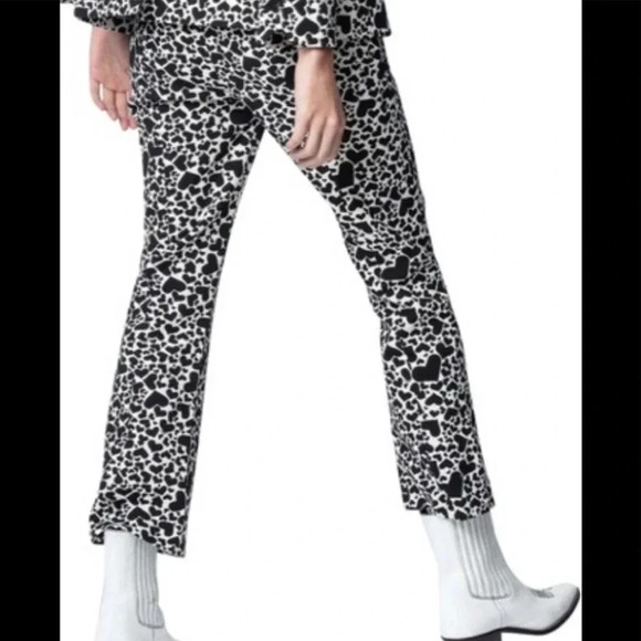 Zadig & Voltaire Polis Coeur Crop Pants Black & White Hearts Size 6 - Picture 2 of 6